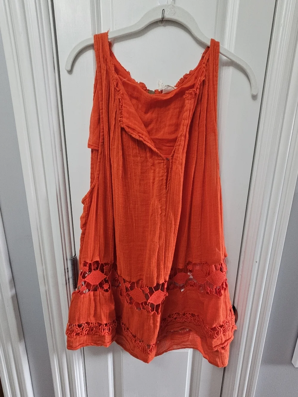 Free People Layered Pintuck Crochet-Hem Sleeveless Top
